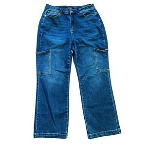 Judy Blue Plus Size Wide Leg Cargo Jeans Stretch, Size 16
